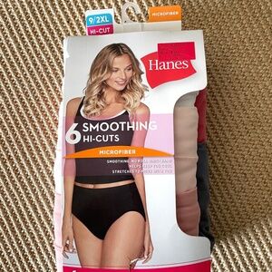 Hanes Women's Microfiber Smoothing Hi-Cut Underwear, 6-Pack Size 9/2XL